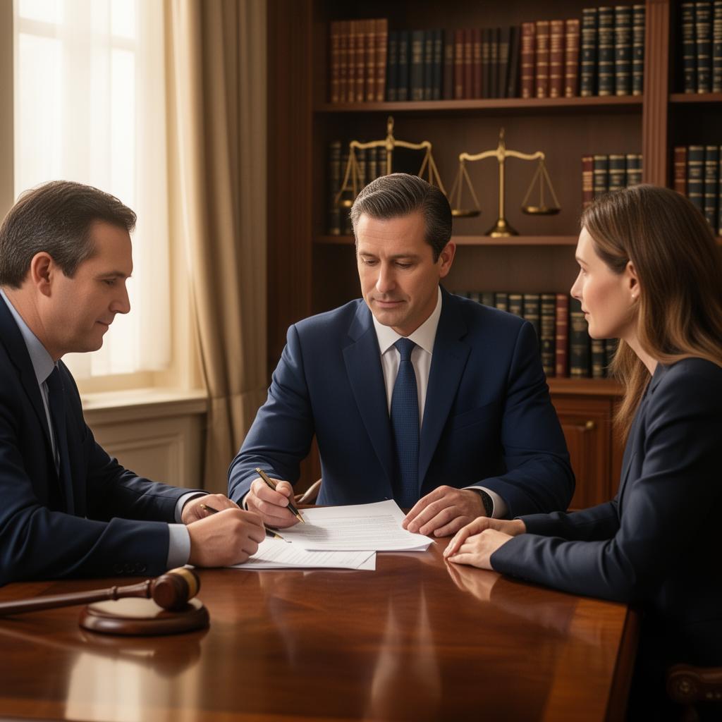 Legal consultation between attorney and clients in a professional law office